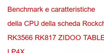 Benchmark e caratteristiche della CPU della scheda Rockchip RK3566 RK817 ZIDOO TABLET LP4X