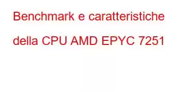 Benchmark e caratteristiche della CPU AMD EPYC 7251